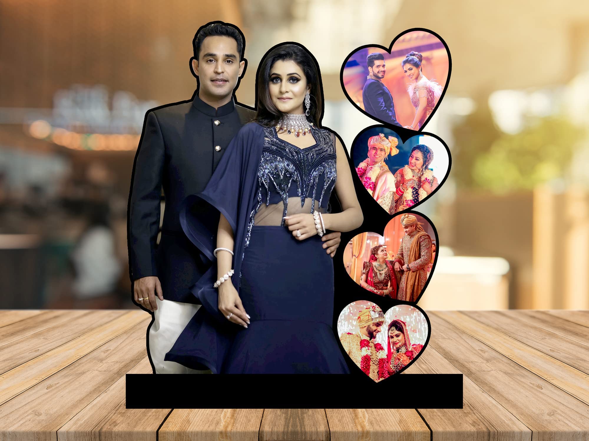 Shri Kanth Art Heart Customized Couple Photo Frame With Photo, Personalized Photo Or Picture Frame - Wall Mounted Wooden - Mosai